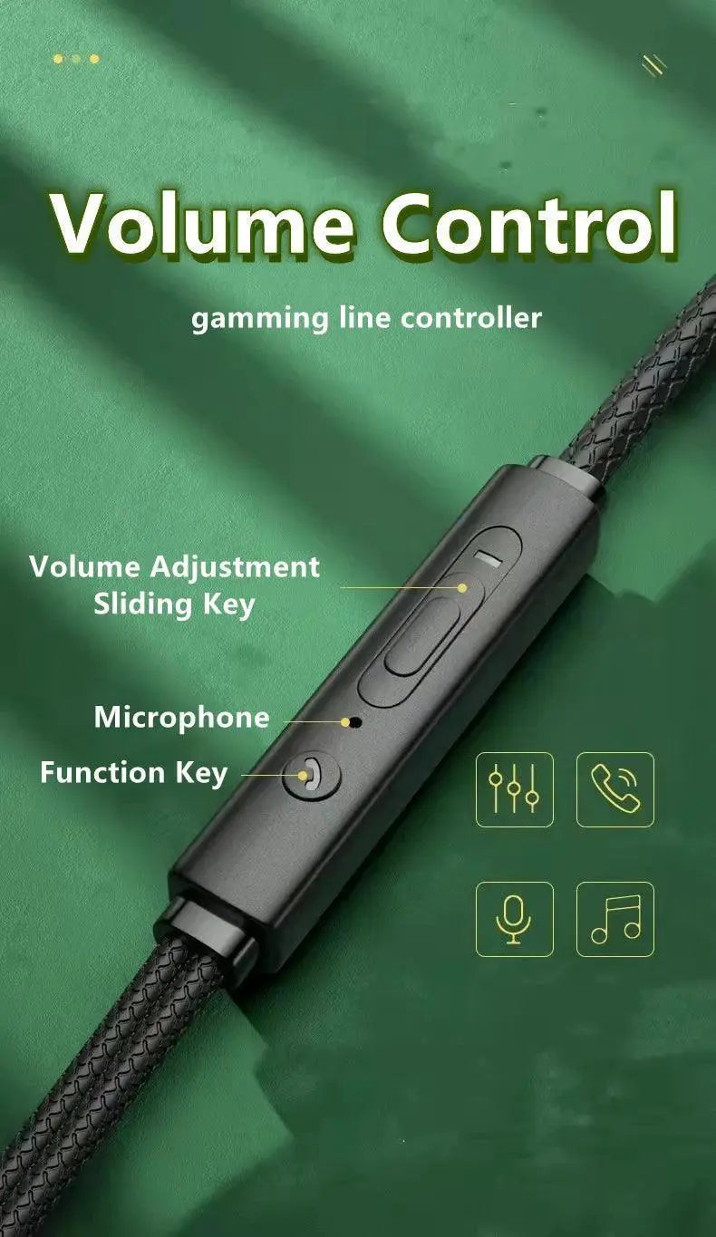 Premium Green Metal Gaming Wired Earbuds For Pro Players