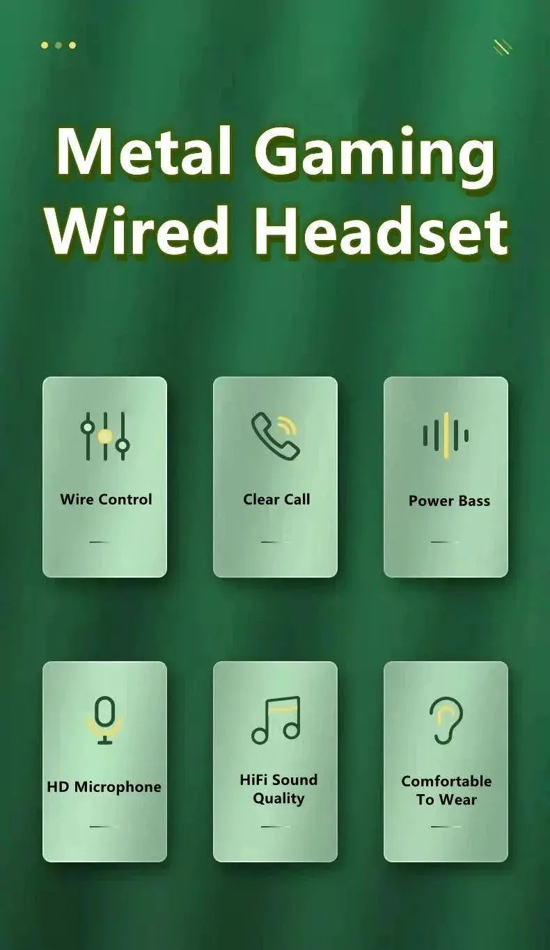 Premium Green Metal Gaming Wired Earbuds For Pro Players