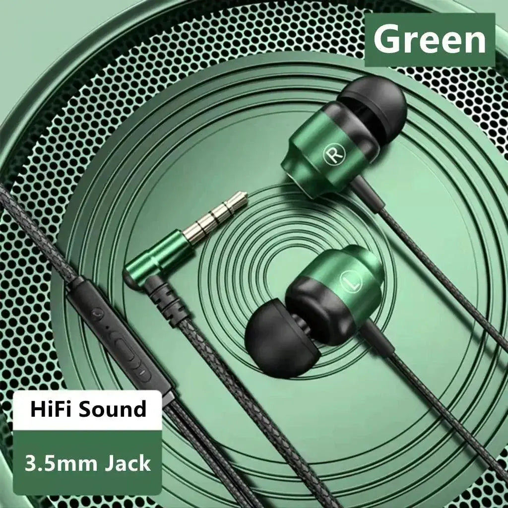Premium Green Metal Gaming Wired Earbuds For Pro Players