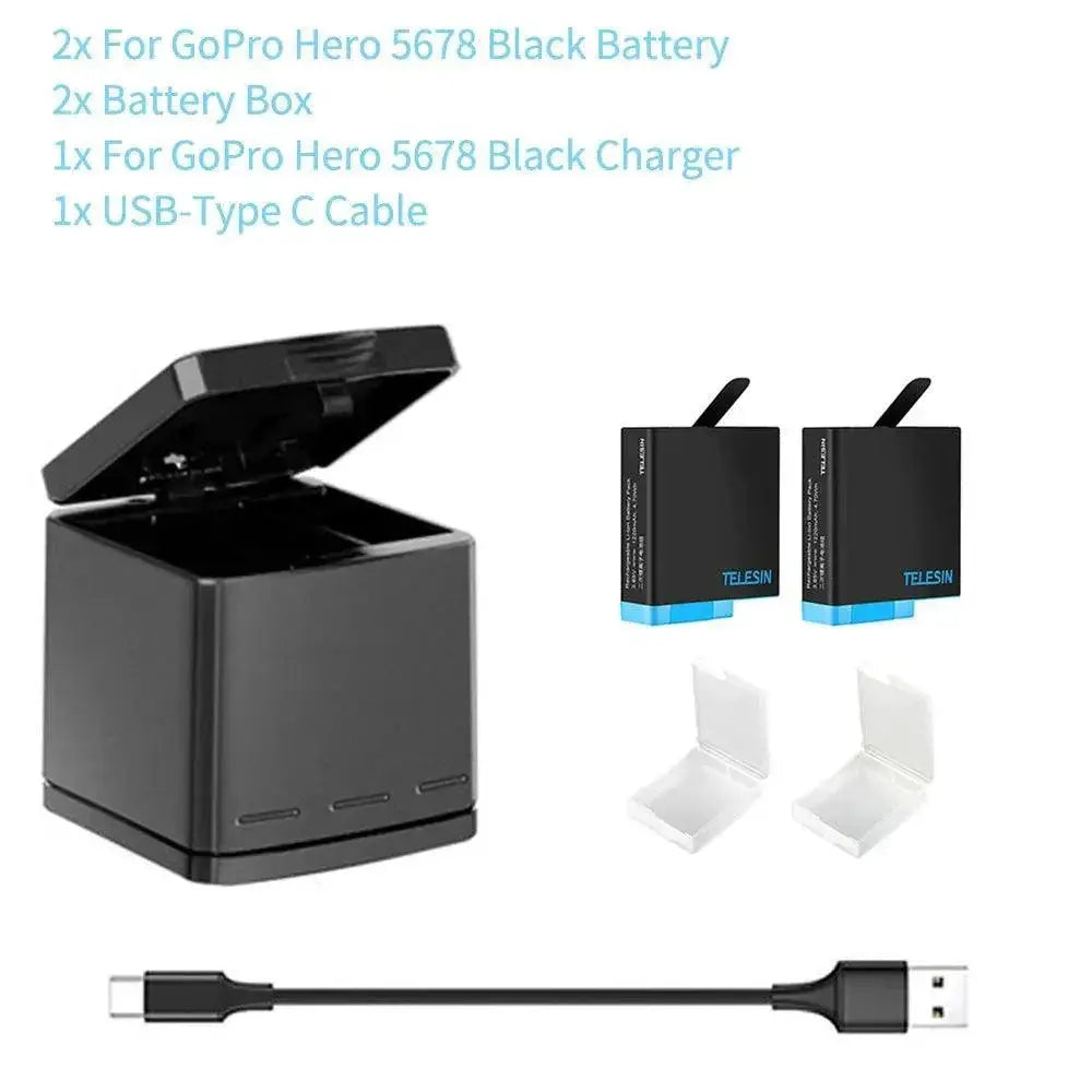 Telesin Triple Battery Pack and LED Charger for GoPro