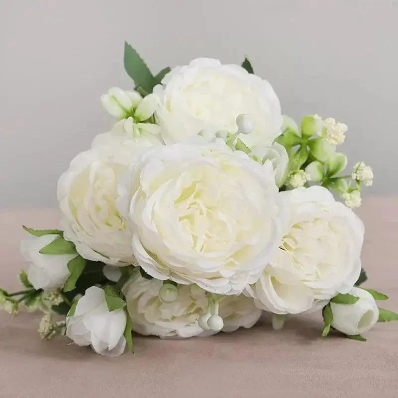Rose Pink Silk Peony Bouquet Silk Flower Wedding Decor