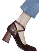 Elegant Cross Strap Heels for Office