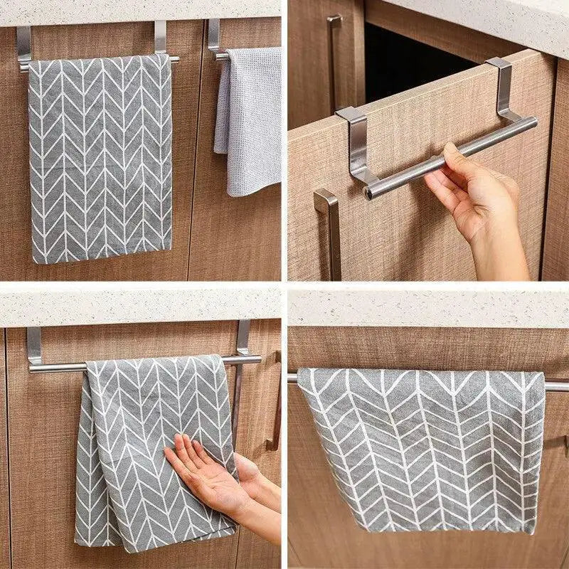 Stainless Steel Over Door Towel Bar Rack Organizer