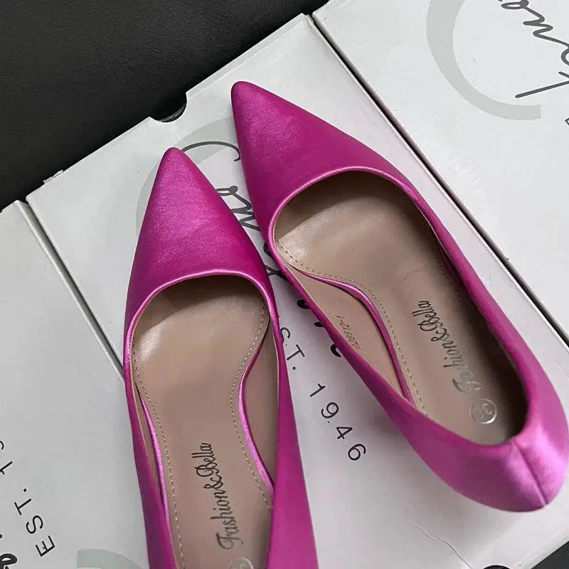 Satin Chunky Heel High Heels for Women Chic Fashion Shoes
