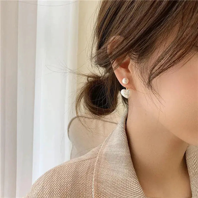 Heart Pearl Earrings Elegant Feminine Jewelry Chic Look