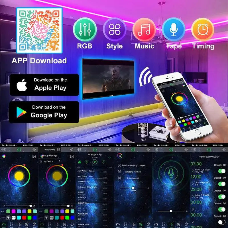 RGB LED Strip Lights Bluetooth Controlled Flexible Decor