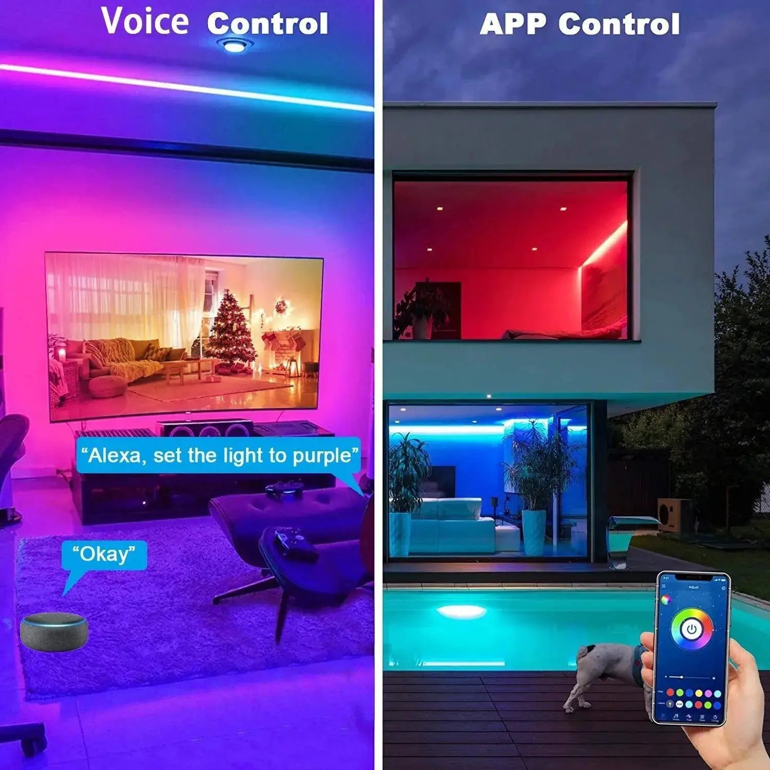 LED Strip Lights With WiFi Bluetooth Control For Room Decor
