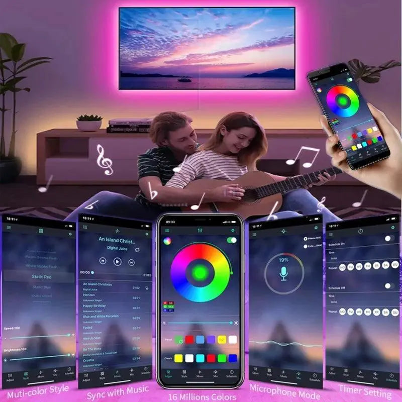 LED Strip Lights With WiFi Bluetooth Control For Room Decor