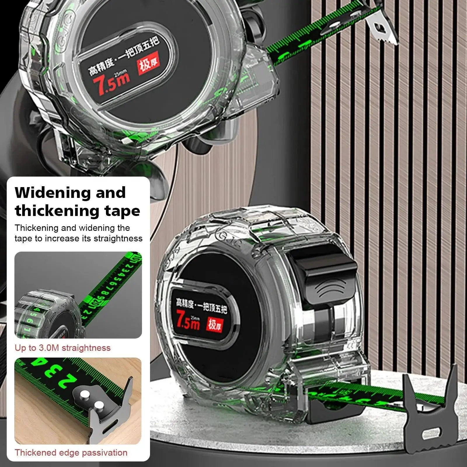Fluorescent Tape Measure Precision Self Lock Tool Pro