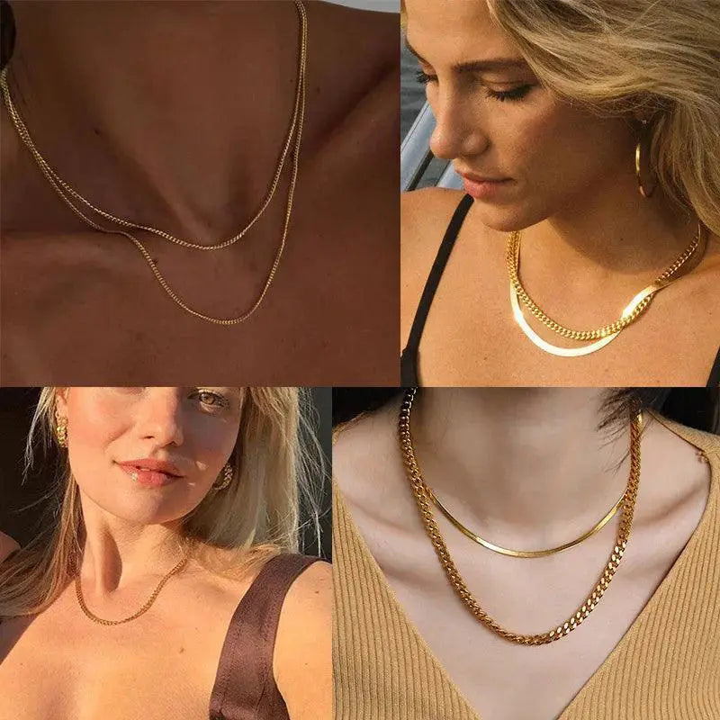 Cuban Chain Necklace Stainless Steel Link Chain Gold