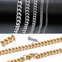 Cuban Chain Necklace Stainless Steel Link Chain Gold