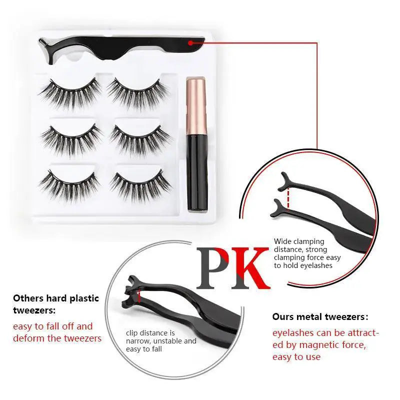 Magnetic Eyelashes Kit Waterproof Eyeliner Reusable Lashes