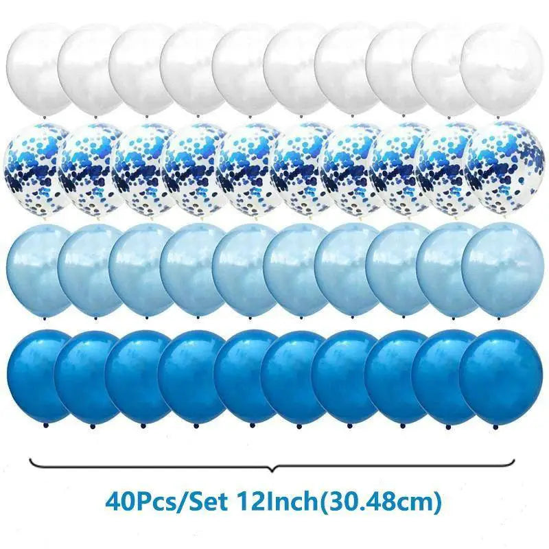 Blue And Rose Gold Latex Balloons Set For Celebrations