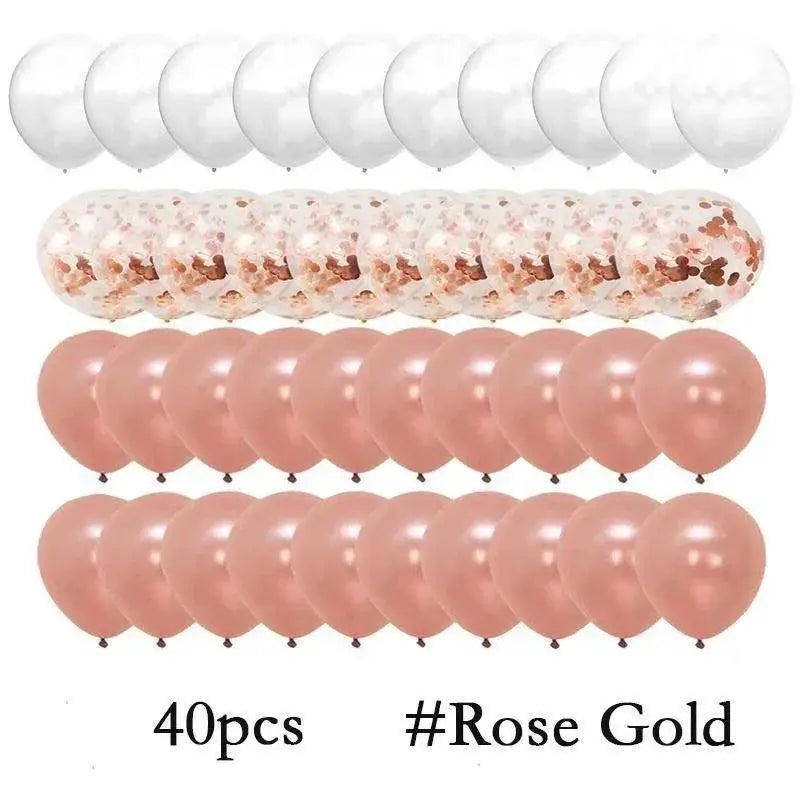 Blue And Rose Gold Latex Balloons Set For Celebrations