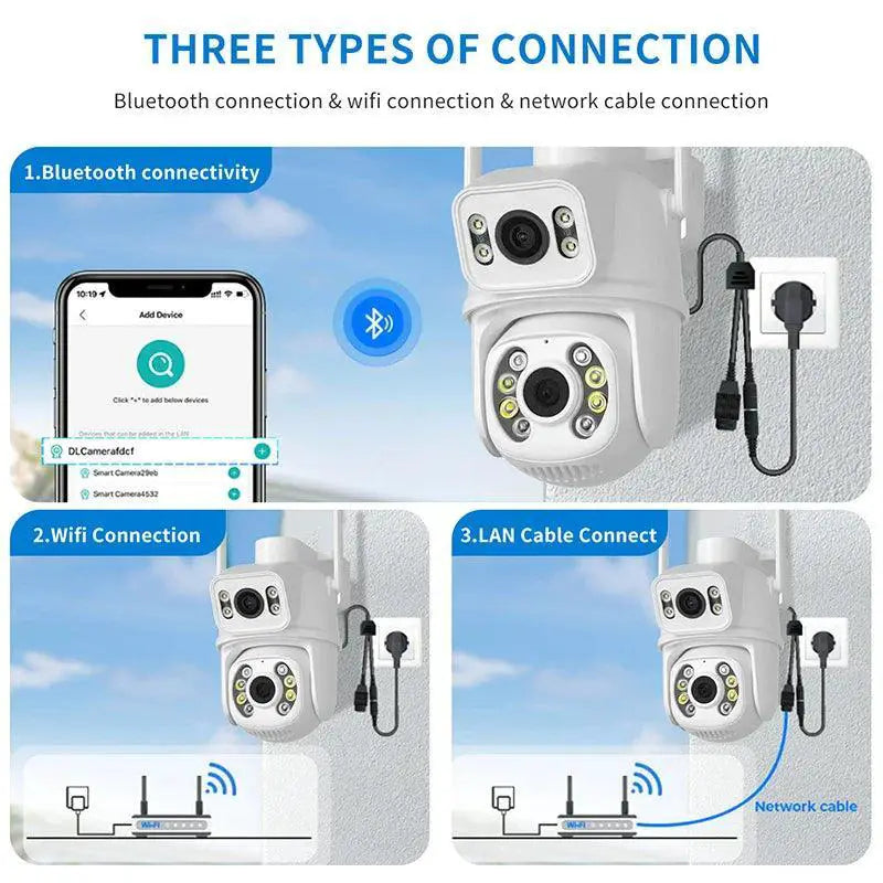 4K Dual Lens PTZ WiFi Outdoor Security Camera Night Vision