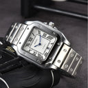 Mens Luxury Square Dial Steel Strap Watch Elegance Redefined