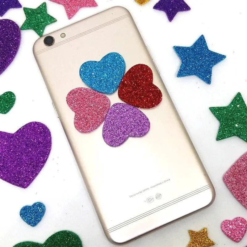 Colorful Glitter Foam Stickers Hearts Stars Kit For Kids