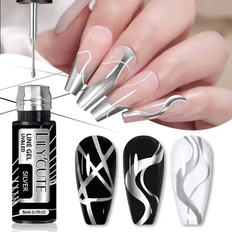 Sculpted Metal Gel Nail Polish Metallic Gold Silver Shine