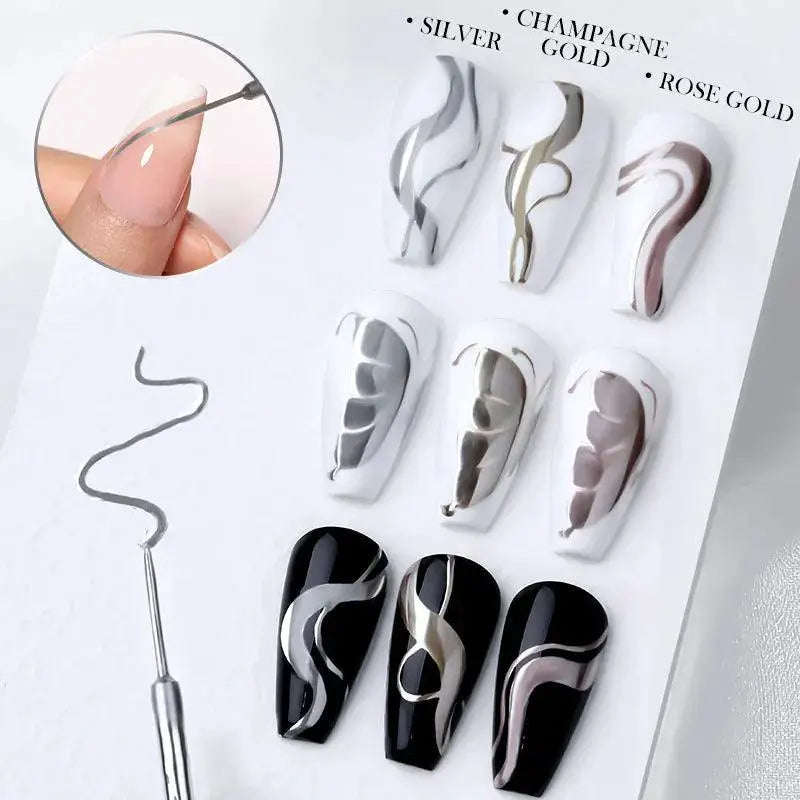 Sculpted Metal Gel Nail Polish Metallic Gold Silver Shine