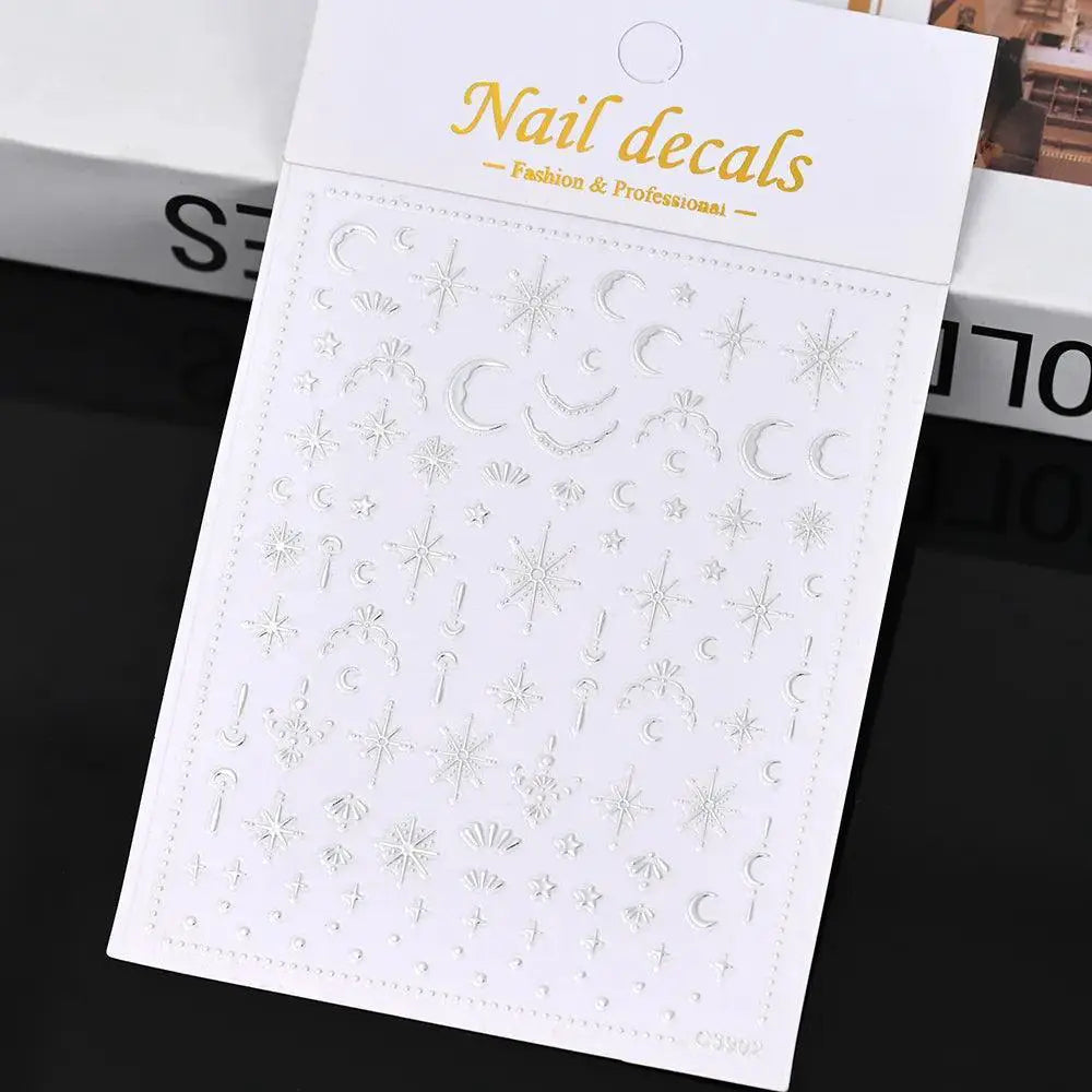 Celestial Gold Nail Art Sticker Set Sun Moon Star Designs