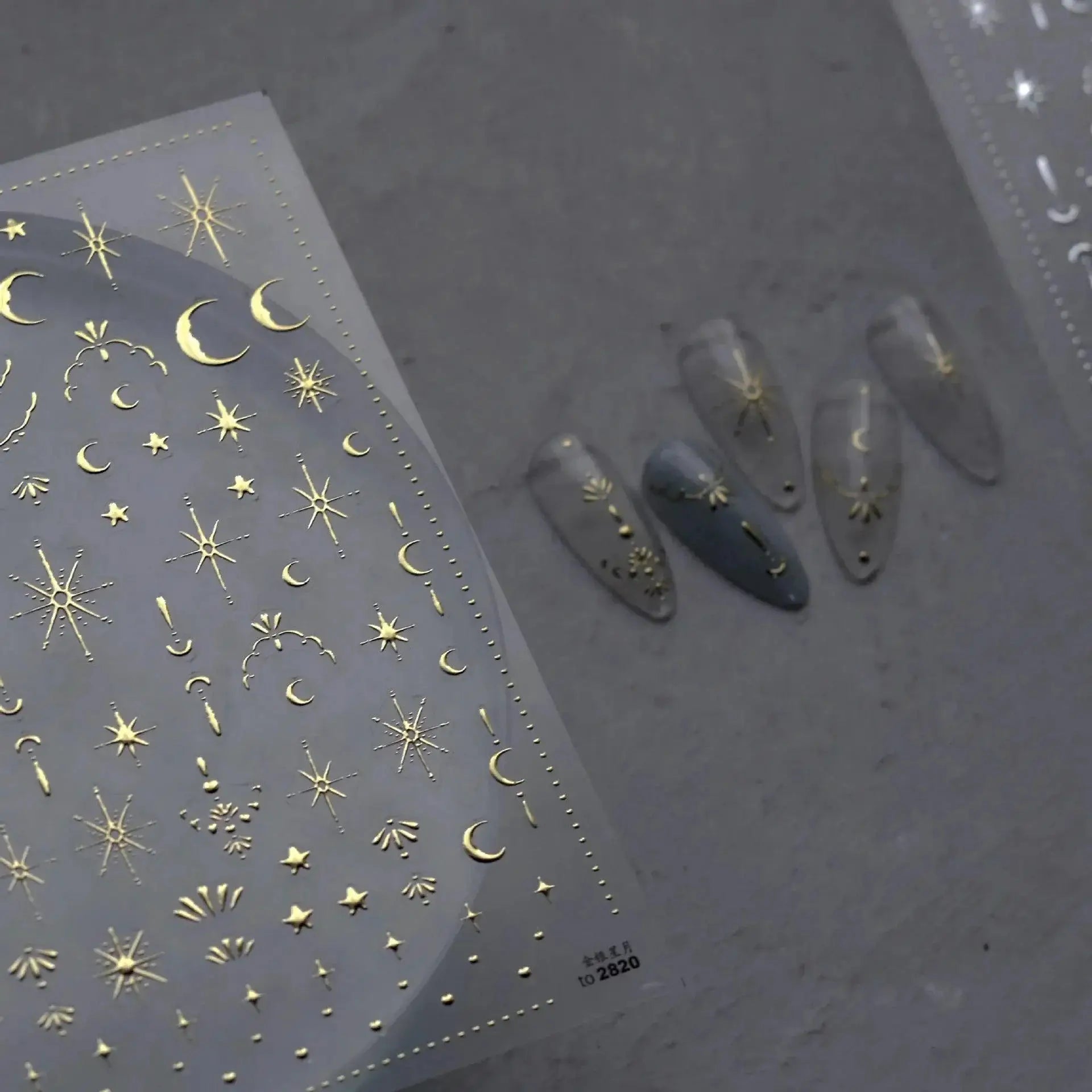 Celestial Gold Nail Art Sticker Set Sun Moon Star Designs