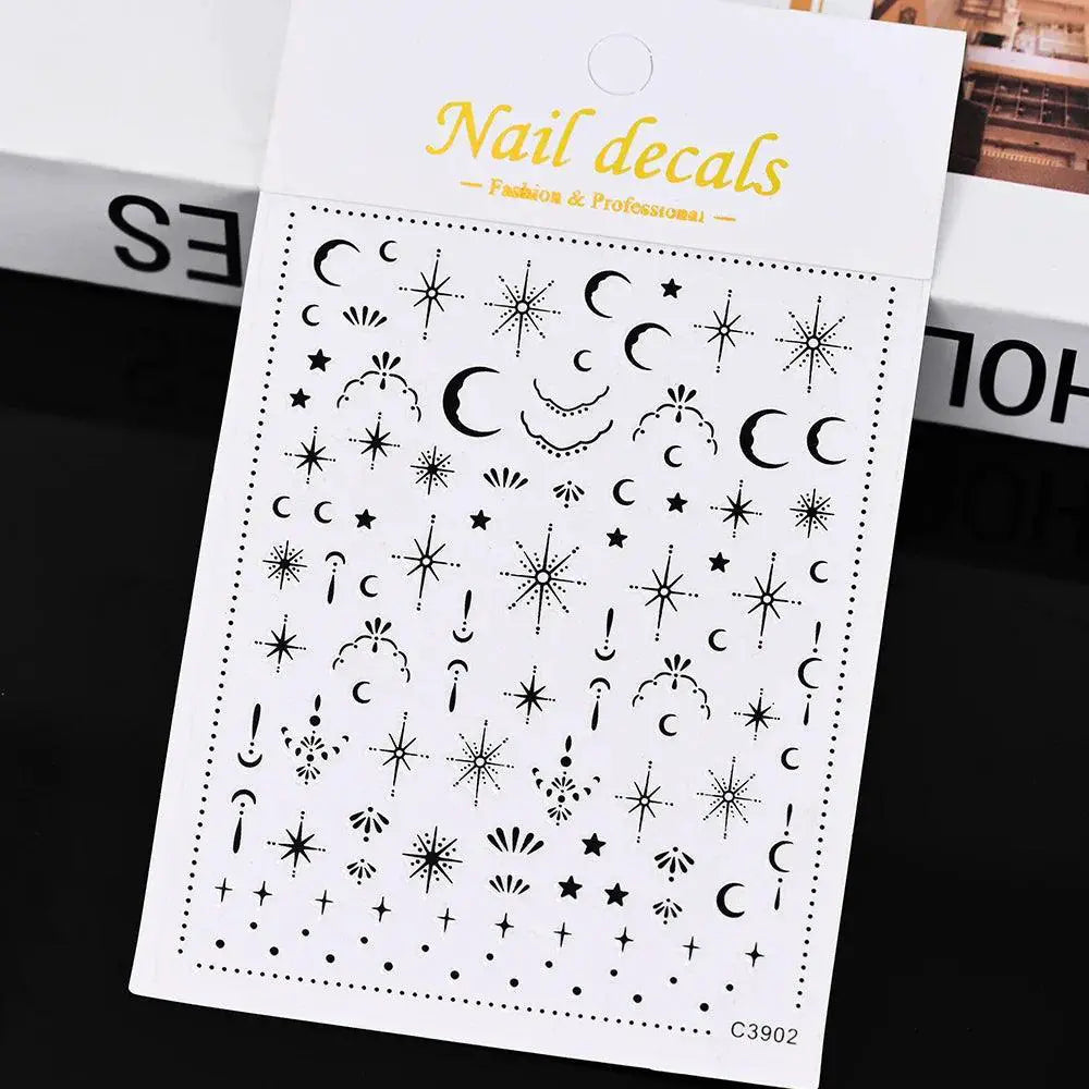Celestial Gold Nail Art Sticker Set Sun Moon Star Designs