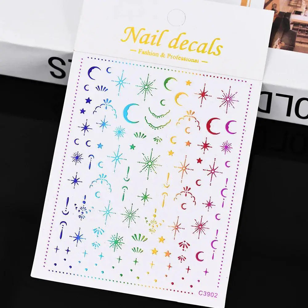 Celestial Gold Nail Art Sticker Set Sun Moon Star Designs