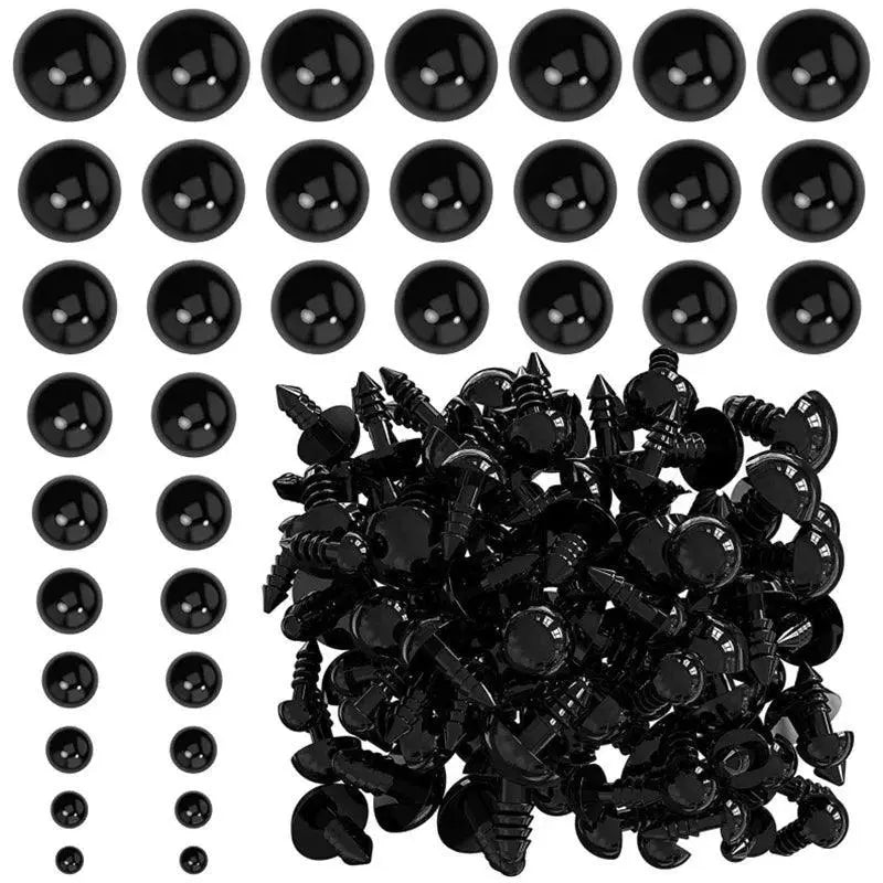 Black Plastic Safety Eyes 10mm for DIY Dolls and Crafts