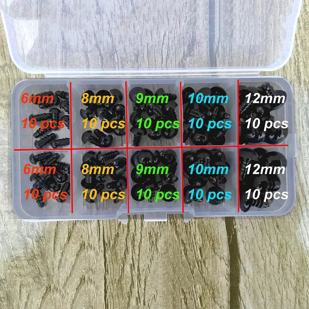 Black Plastic Safety Eyes Set For Amigurumi Crafts And Toys