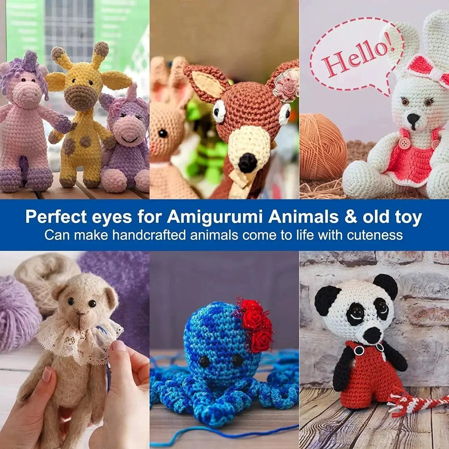 Black Plastic Safety Eyes Set For Amigurumi Crafts And Toys