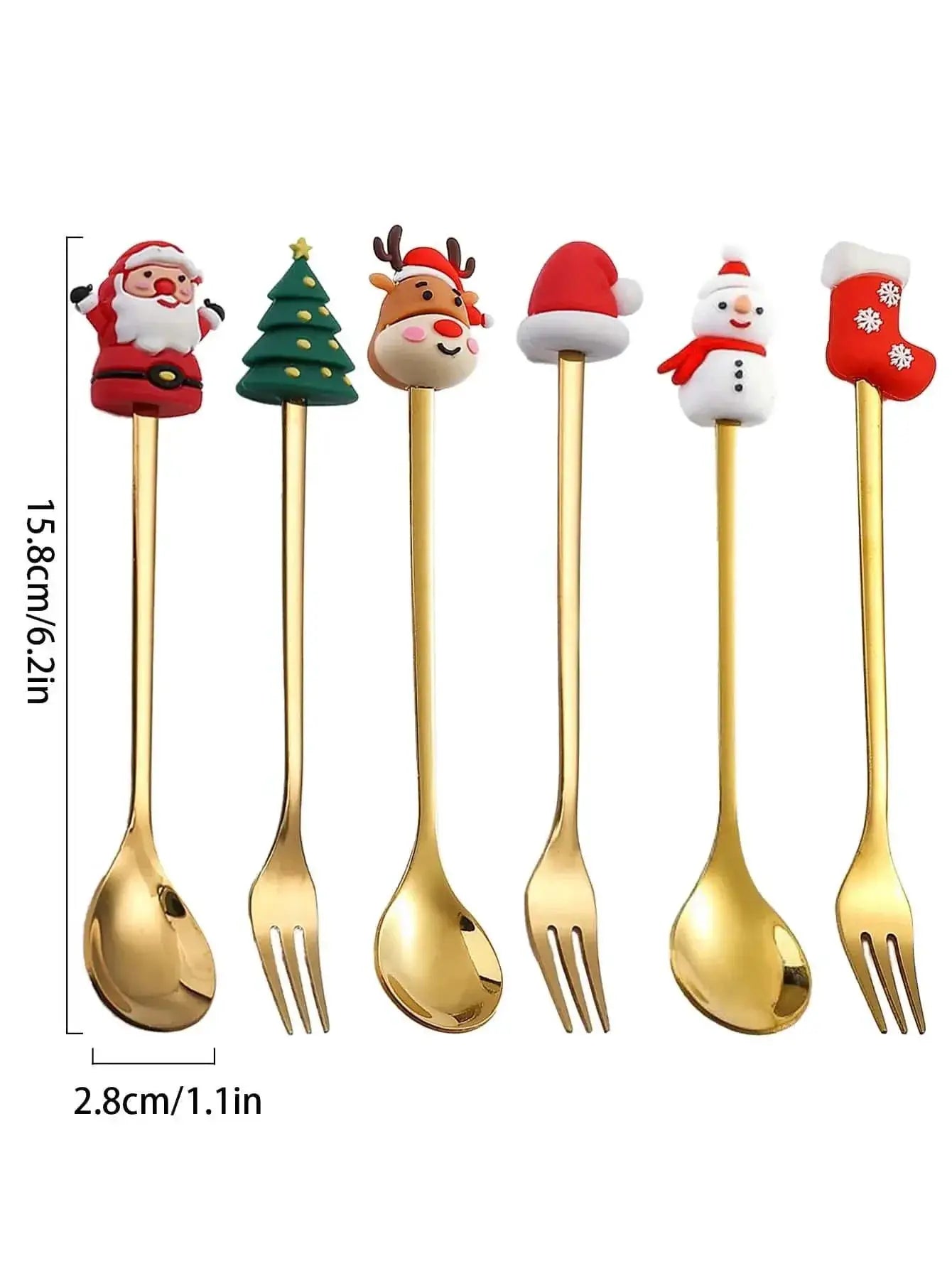 Kids' Utensils Set Stainless Steel Tableware Santa Claus