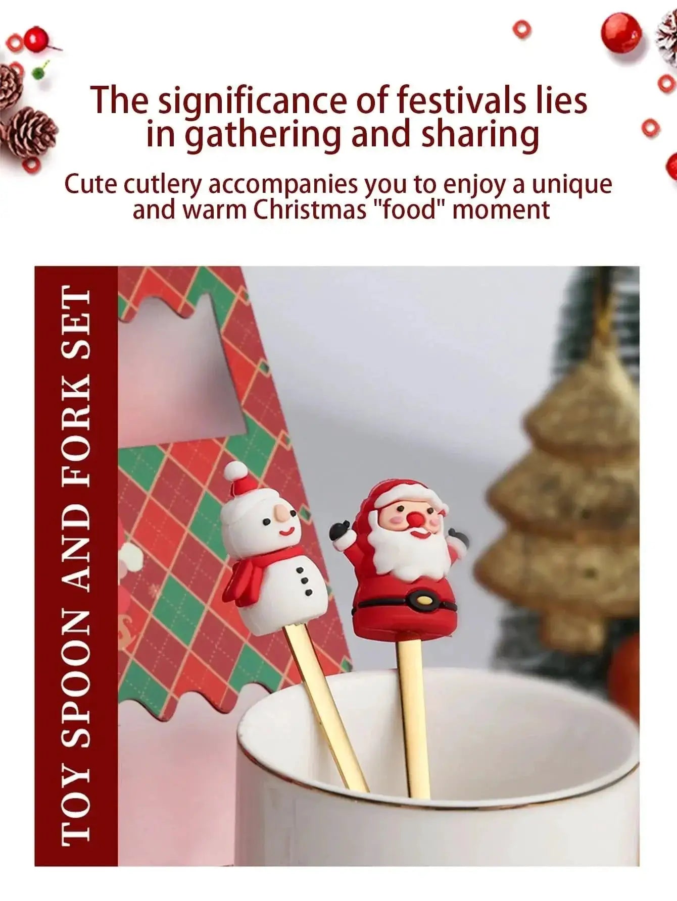 Kids' Utensils Set Stainless Steel Tableware Santa Claus