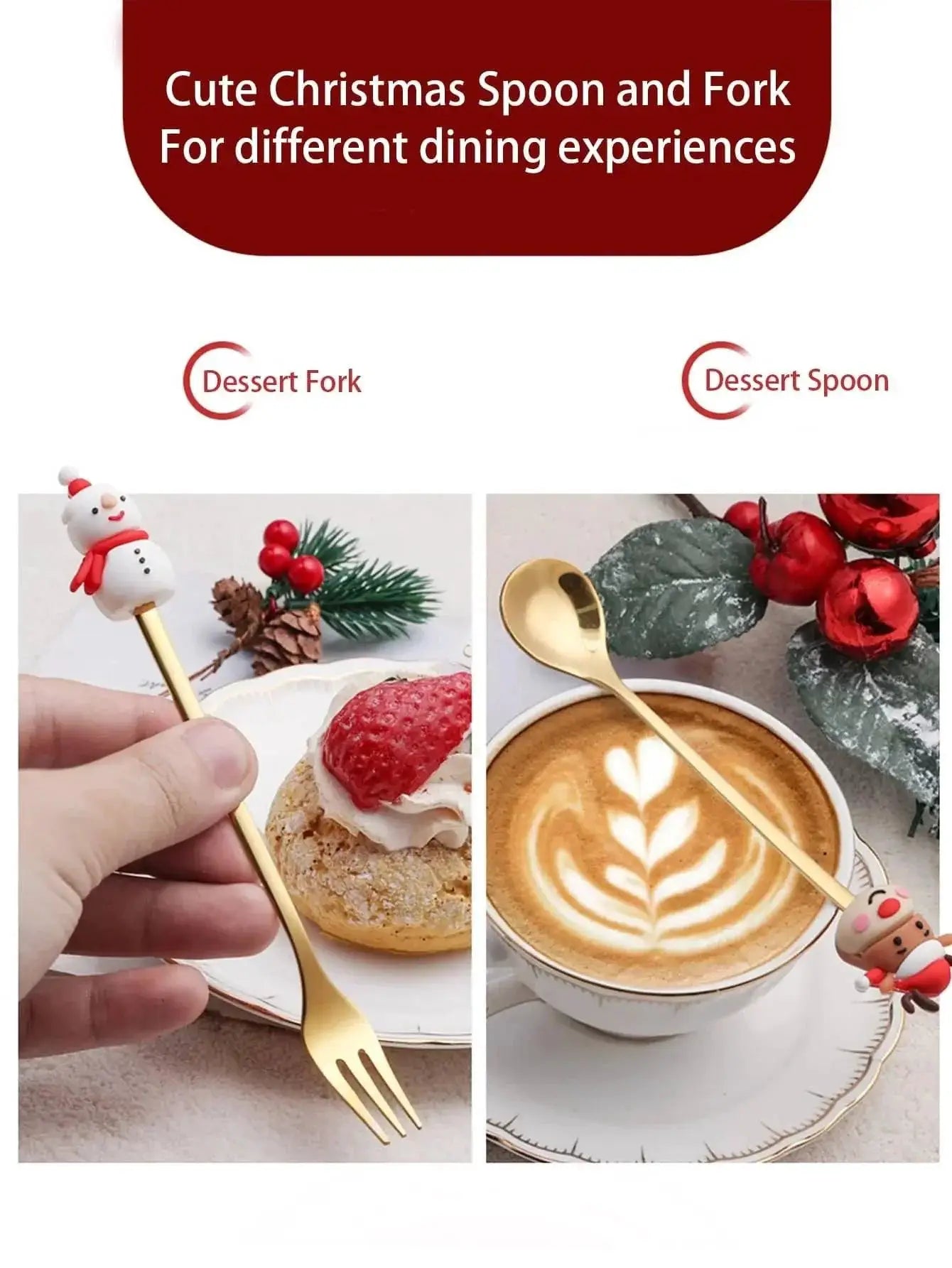 Kids' Utensils Set Stainless Steel Tableware Santa Claus