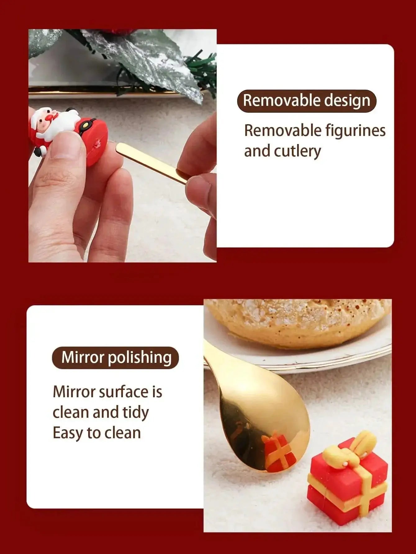Kids' Utensils Set Stainless Steel Tableware Santa Claus