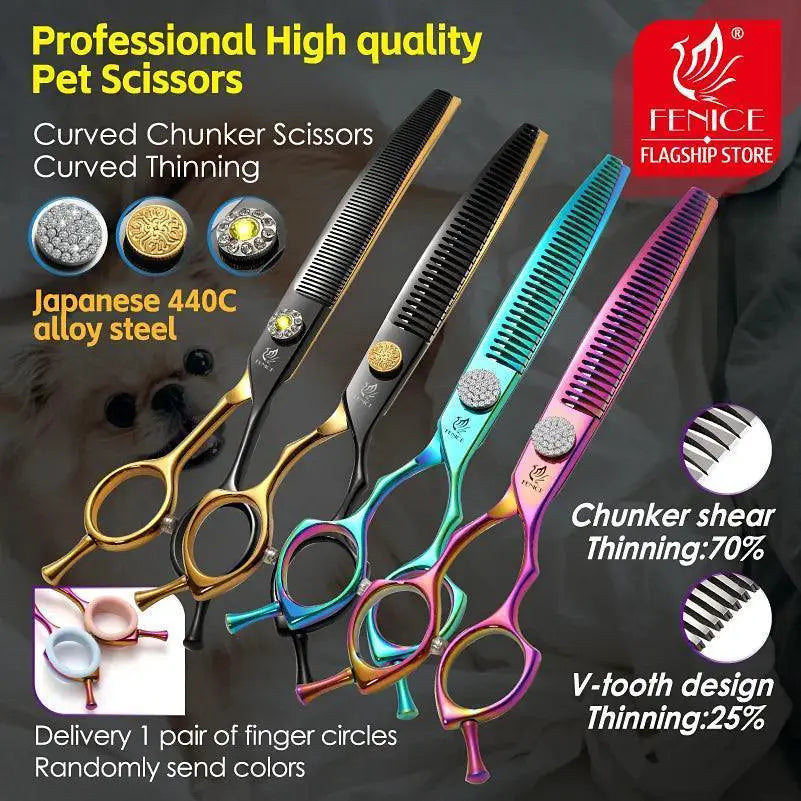 Curved Pet Grooming Shears With Stainless Steel Blades