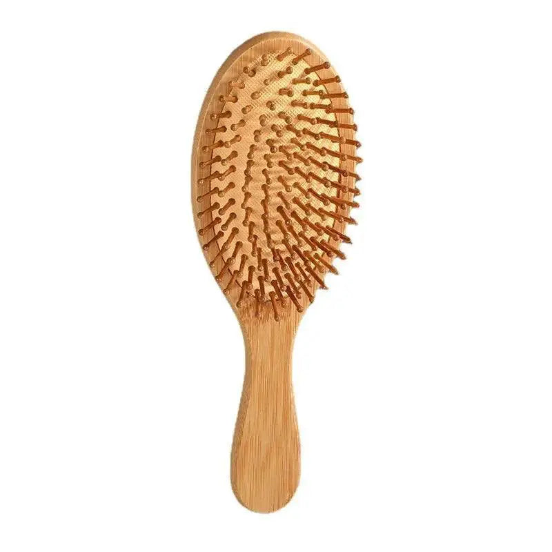 Natural bamboo hair comb with rounded bristles for scalp massage and detangling
