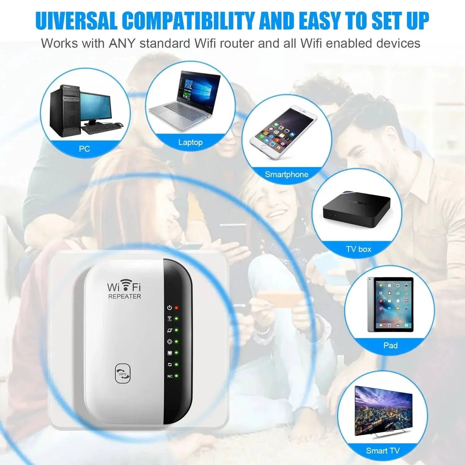 Wireless Repeater For Fast WiFi Extends Range And Speed