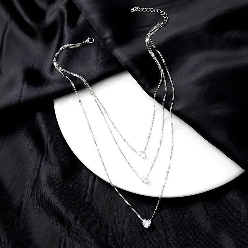 Vintage Bohemian Zircon Crystal Charm Necklace Set Elegant