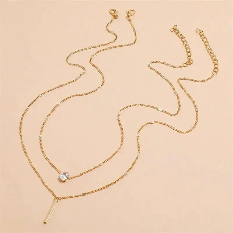 Vintage Bohemian Zircon Crystal Charm Necklace Set Elegant