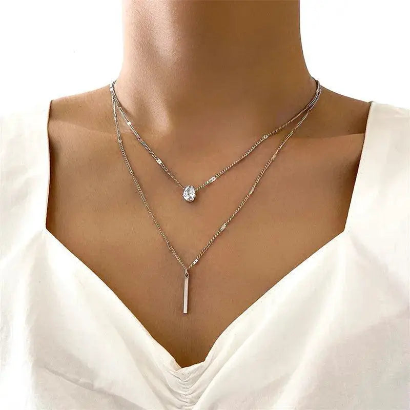 Vintage Bohemian Zircon Crystal Charm Necklace Set Elegant