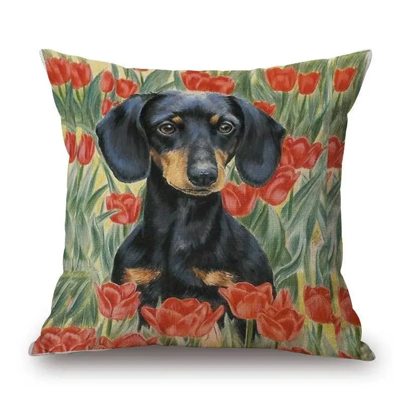 Dachshund Dog Painting Cotton Linen Pillow Covers Home Decor