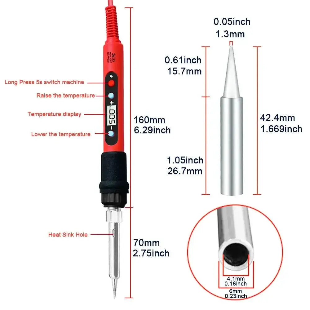 LCD Soldering Iron Kit With Adjustable Temperature Heater