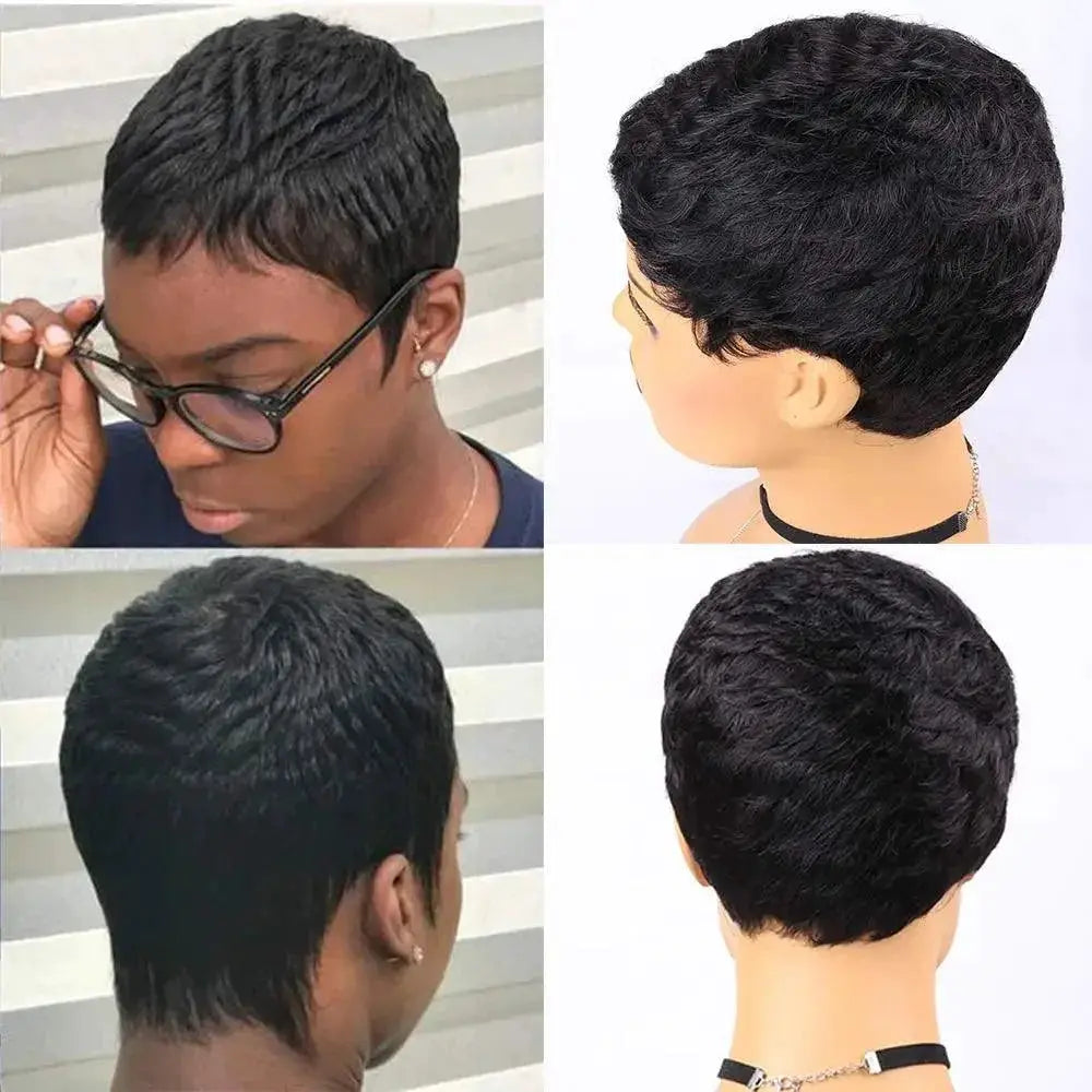 Mylockme Pixie Cut Remy Hair Wig Elegant Style Glam