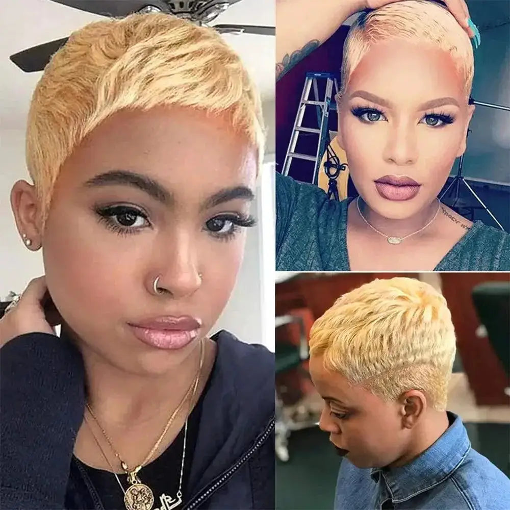 Mylockme Pixie Cut Remy Hair Wig Elegant Style Glam