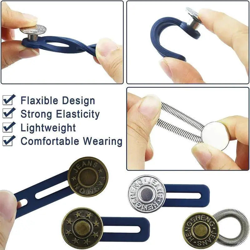 Expandable Metal Button Extenders Comfort Fit Waistband Kit