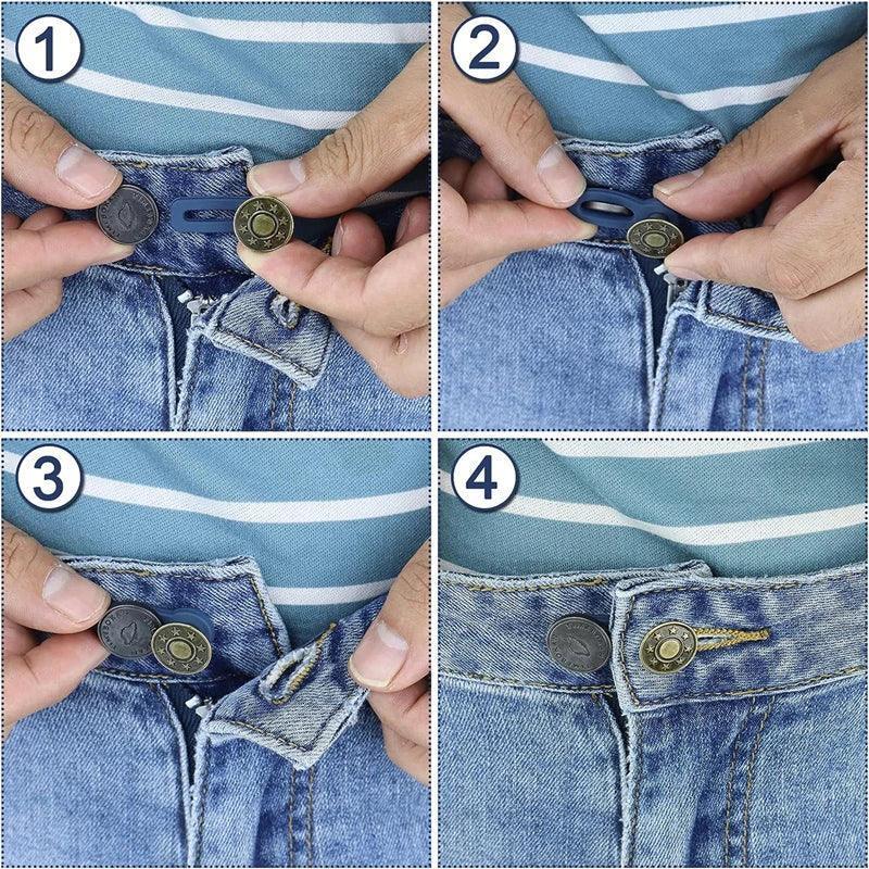 Expandable Metal Button Extenders Comfort Fit Waistband Kit