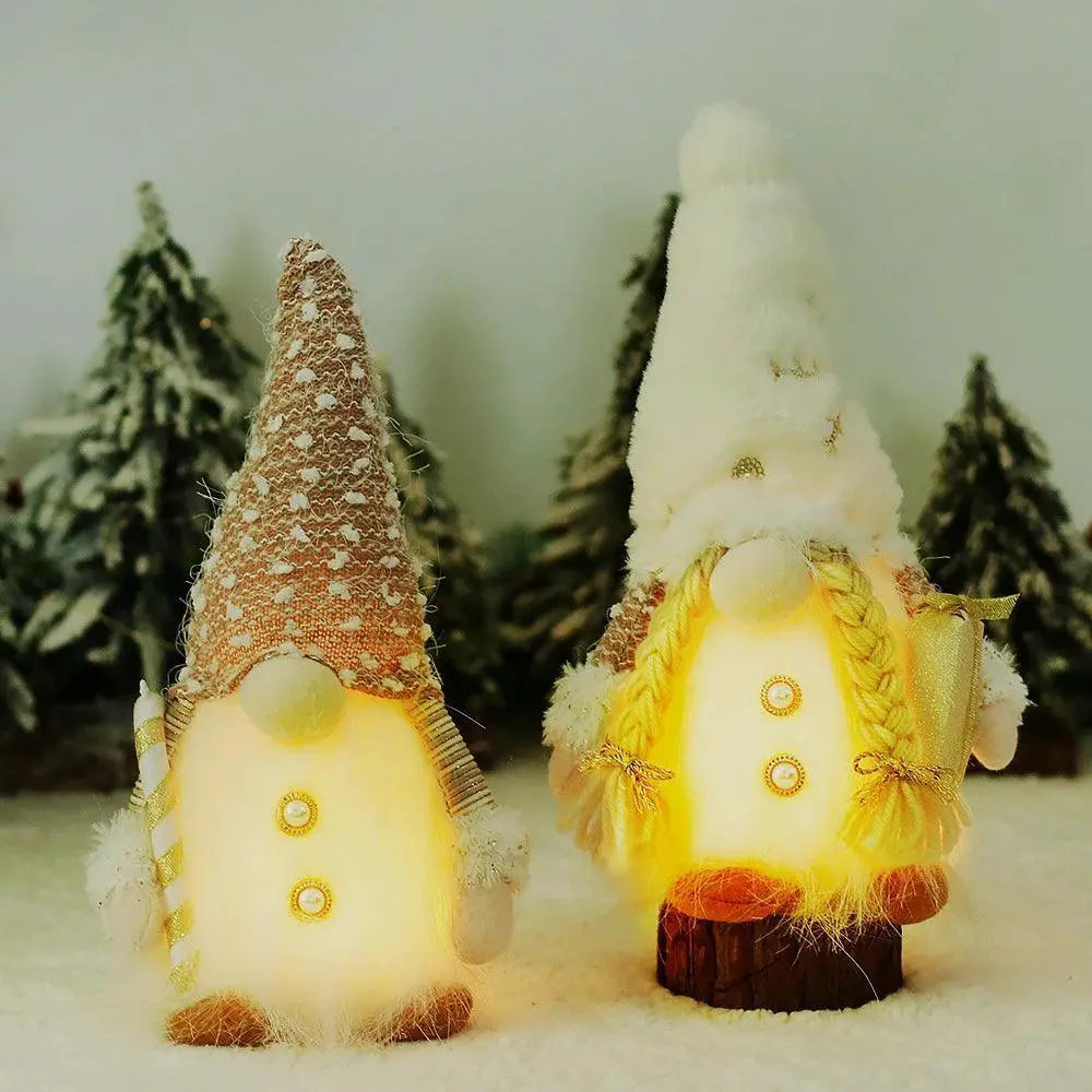 LED Christmas Gnome Elf Doll Whimsical Holiday Decor