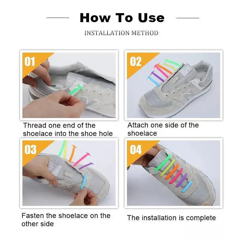 Silicone Shoelaces Quick Stylish Lace Upgrade for Sneakers