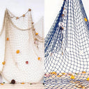 Nautical Coastal Wall Decor Cotton Fishing Net Shells