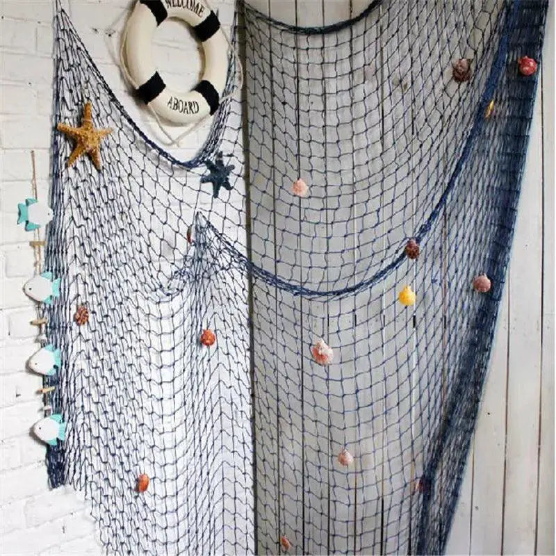 Nautical Coastal Wall Decor Cotton Fishing Net Shells